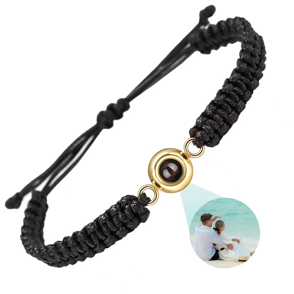 Individuelles gewebtes Armband aus Edelstahl mit 'Ich liebe dich' in 100 Sprachen und Foto