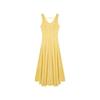 French temperament U-neck yellow suspender dress women's summer skirt waist thin big swing skirt holiday style long dress
