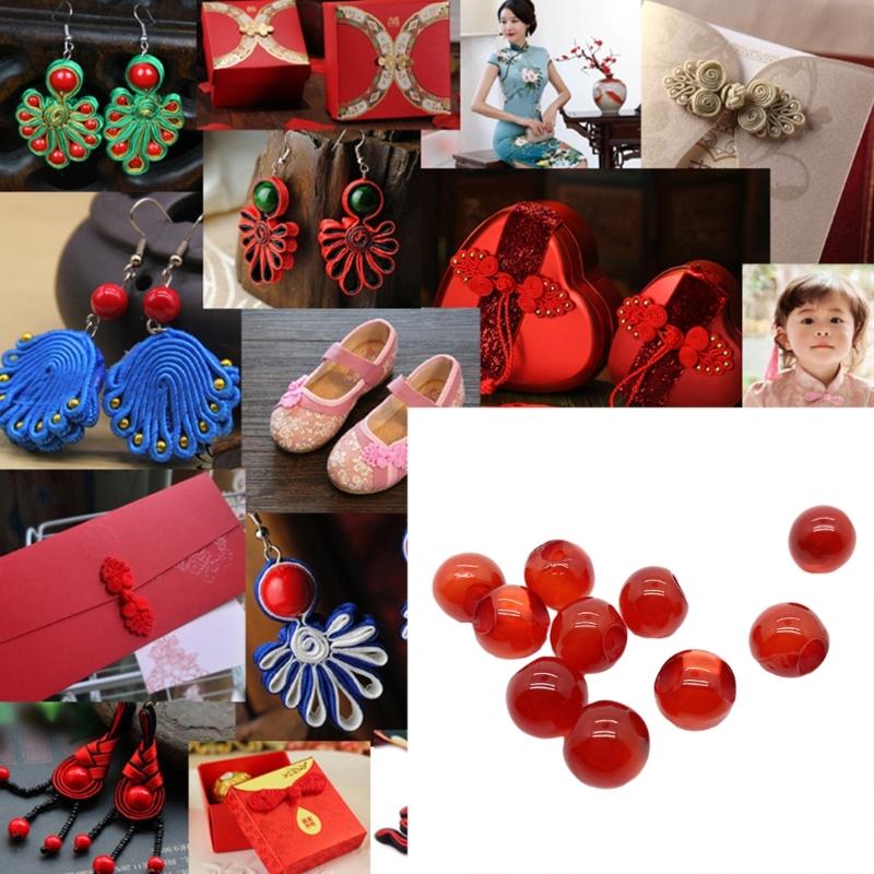 Set of 10 Jade Bead Buttons for Traditional Costume Cheongsam Closure Button Decor Accessories Bead Buttons DIY Supplies