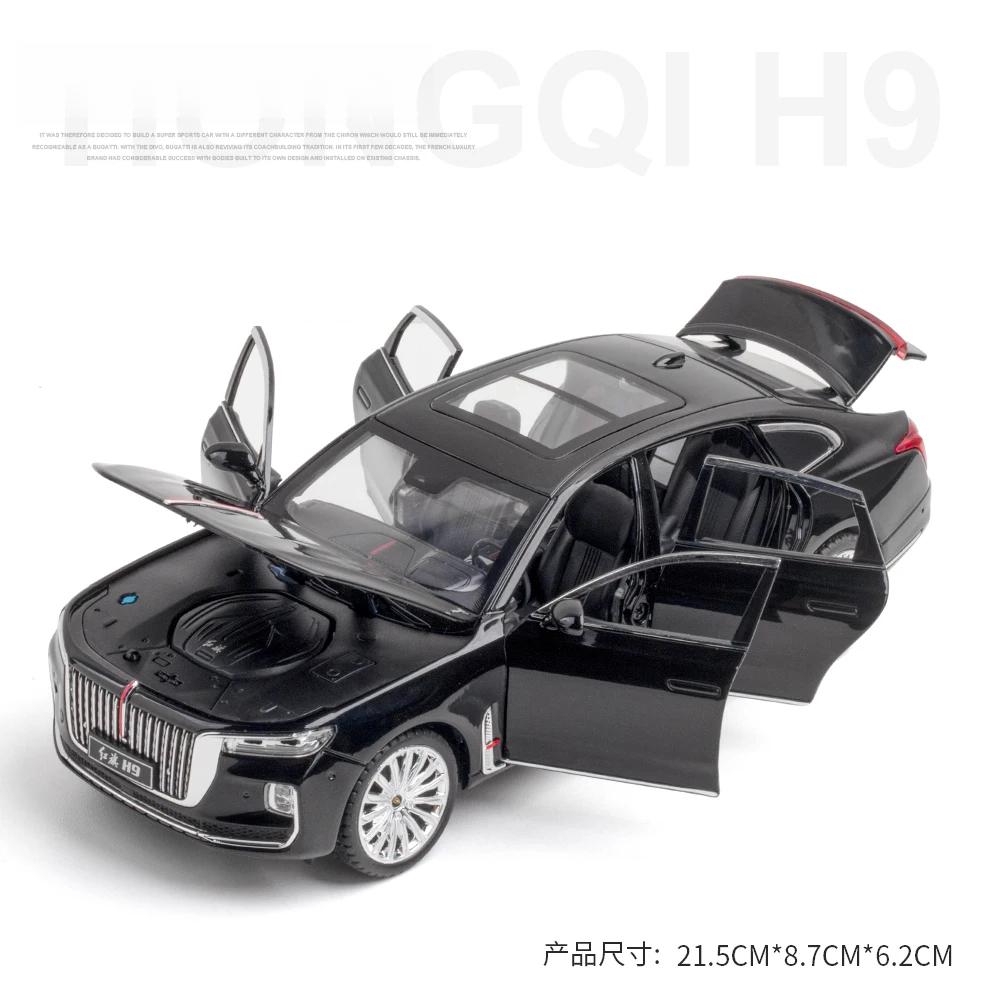 1/24 Scale HONGQI H9 SUV Alloy Car Diecast Model Sound & Light Pull Back Toy Coffee Shop Decorations Collect Ornament Children Present