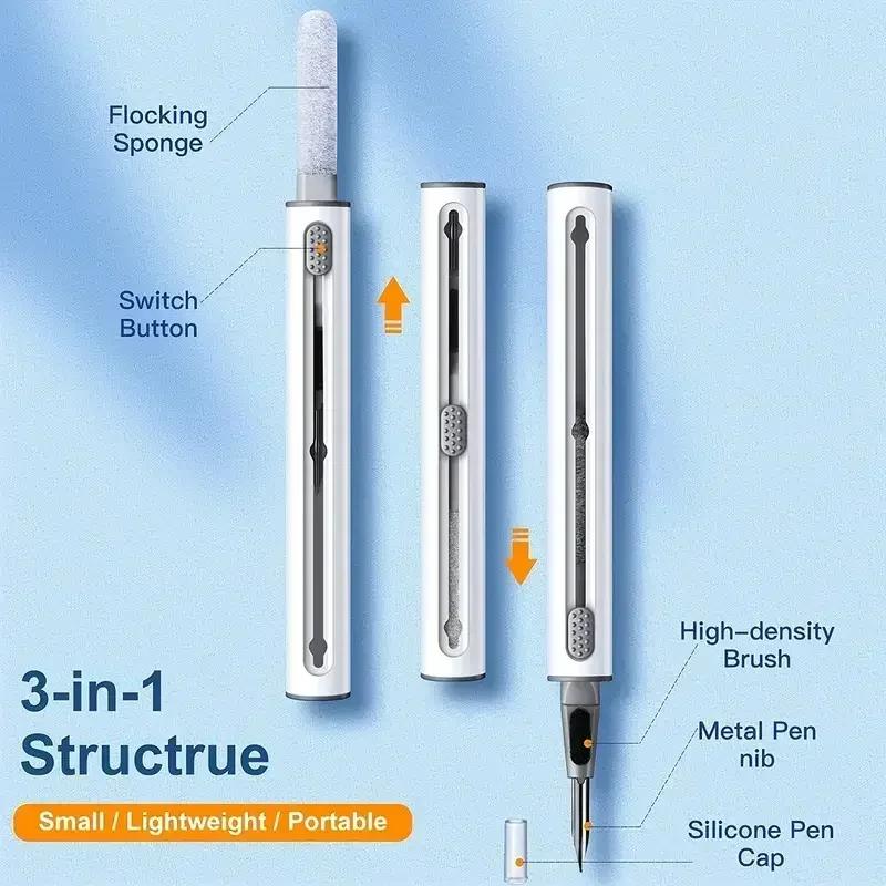 Professional 3 In 1 Ear Bud Cleaning Pen with Micro Brush Perfect for AirPods and All Headphone Types