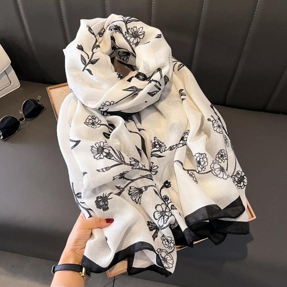 

Элегантный женский шарф контрастного цвета с принтом леди, новые вечерние шали для весны-лета C-Black