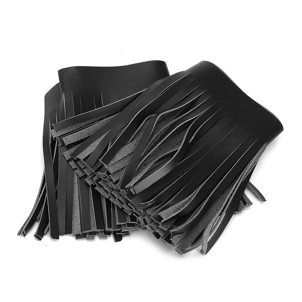 

2pcs Motorcycle Retro Foot Pedal Saddlebag Craft Artificial Leather Fringe(Black)