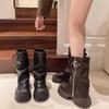 Autumn Winter Women Biker Boots Belt Buckle Ladies Elegant Platform Flats Short Booties Casual Women's Knight Booties