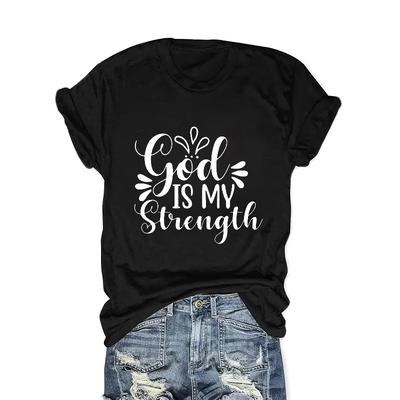 Womens Faith Print Crew Neck T Shirt Casual Summer Top
