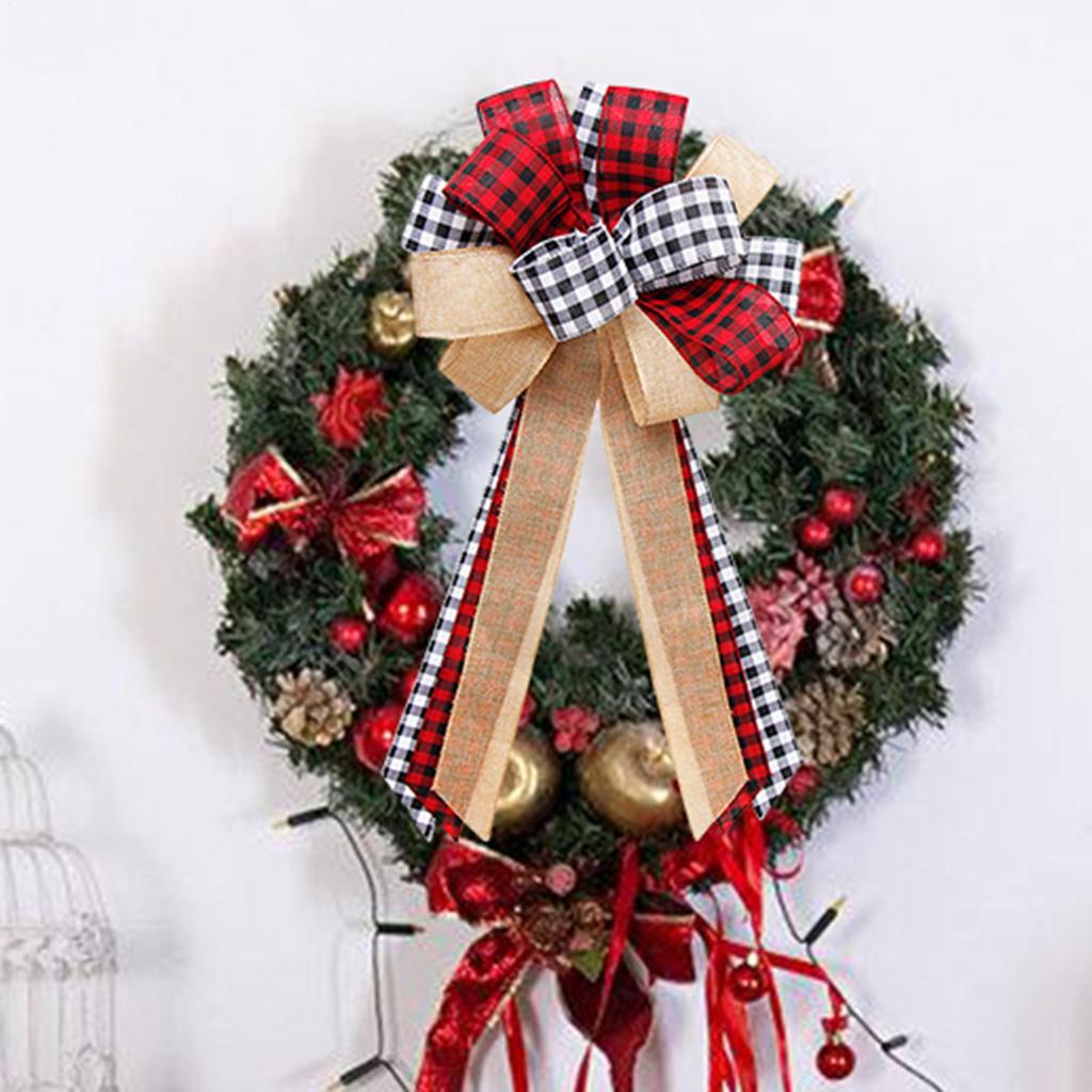 Christmas Wreath Bows Outdoor Reusable Classic Soft Decoration Christmas Ribbon Bows For Family Friends Holiday Trees Wreaths