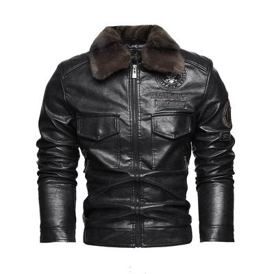 European and American Men's Leather Jacket with A Collar for Warmth and Plus Size Motorcycle Men's Jacket