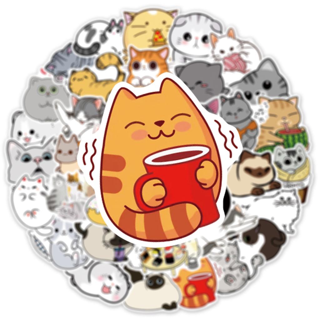 10 30 50pcs Cartoon Cute Funny Cat Graffiti Stickers Kawaii Animal Kids Toys Luggage Guitar Car Waterproof Pvc Decal Stickers