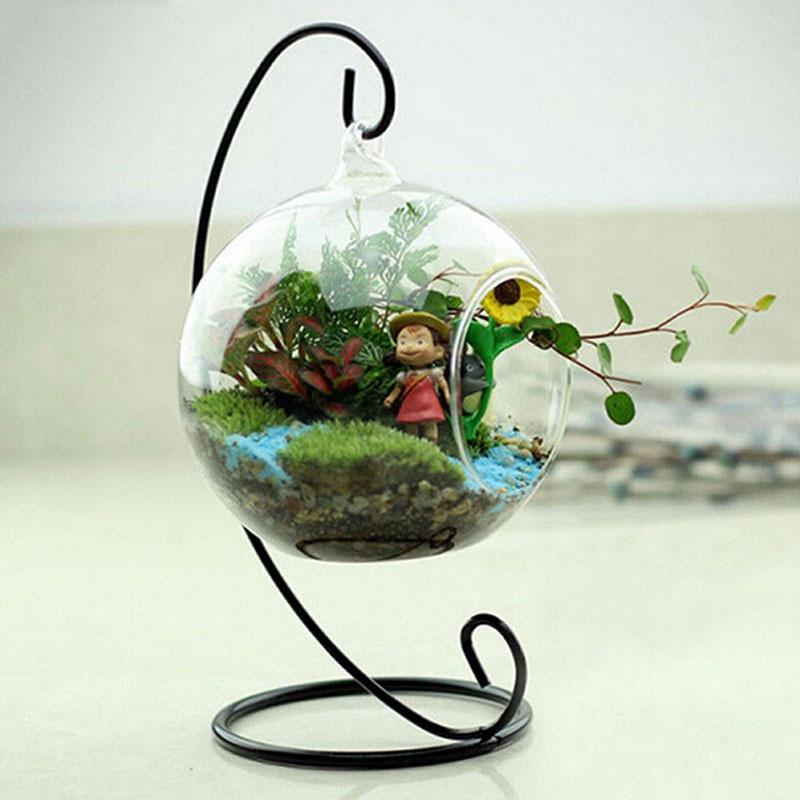 Iron Plant Stand Holder for Clear Glass Hanging Vase Home Decor