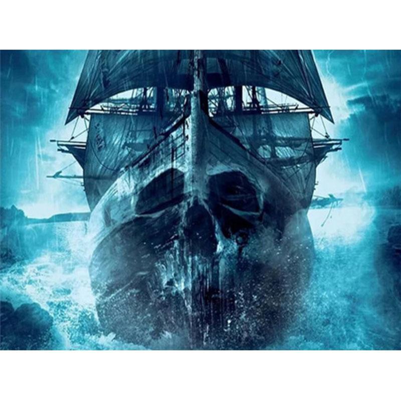 5D DIY diamantmaleri Skjelett Piratskip Diamantbroderi Korsstingsett Full Rhinestone Mosaikk Hjemdekor