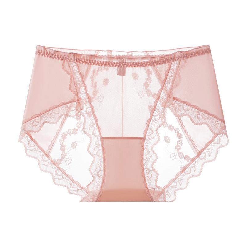 Plus Size Women Feel Lace High Waist Cotton Antibacterial Extended Crotch Triangle Briefs