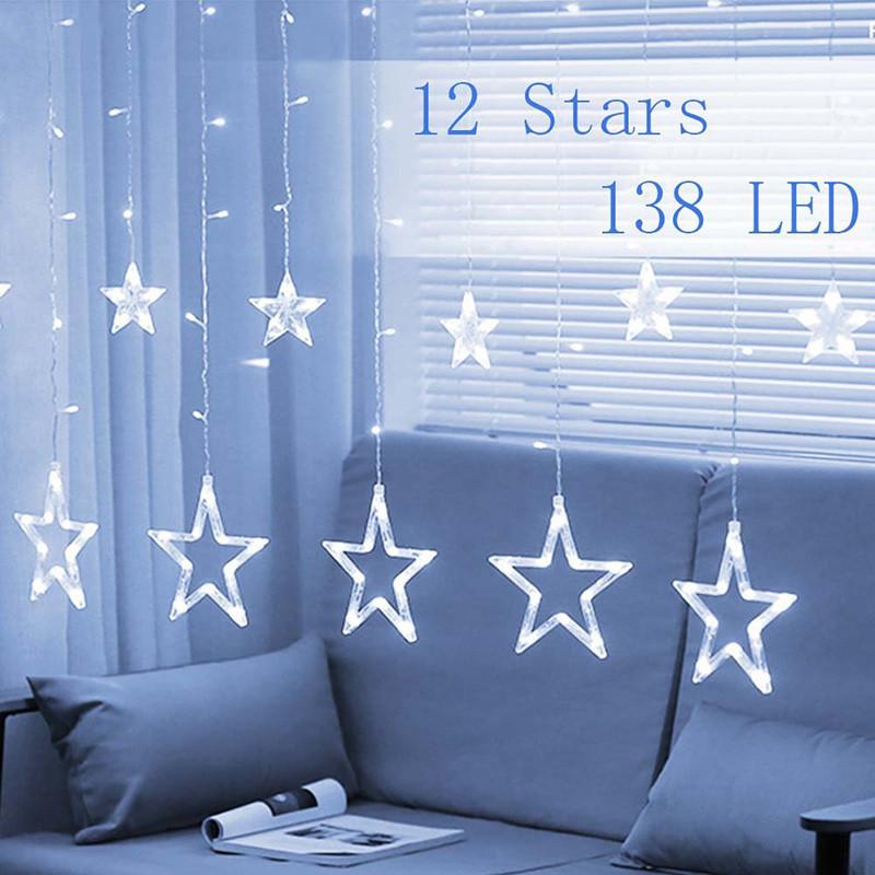 4.5M Star Curstain LED String Light Star 138 Leds Star Fairy Light for Indoor Home Party Holiday Decor Lighting