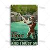 Artisian Fishing Metal Poster Sport Tin Sign Lure Bait Decorative Plaque Wall Decor Garage Bar Pub Club Hotel Cafe Kitchen Home