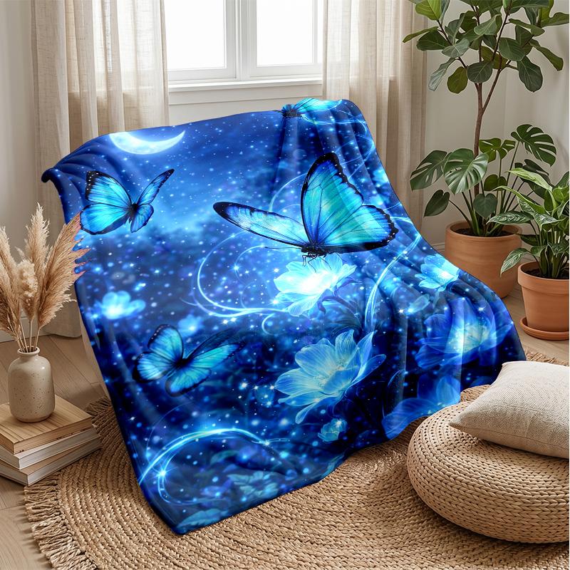 Mechanical Butterfly and Rose Theme blanket Lightweight Warm Flannel Blanket Decorative Throw Blanket for Home Decoration