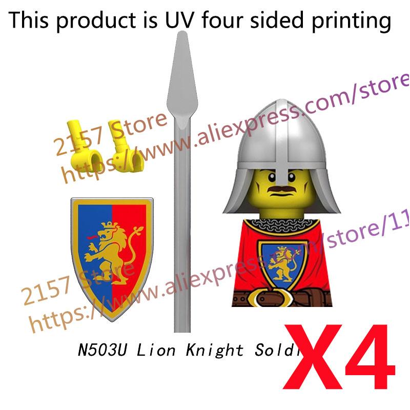 MOC Medieval Figure Building Block Castle Templar Knights Armor Militia Soldiers Gunners Shield Helmet Assembling Brick Toys S26