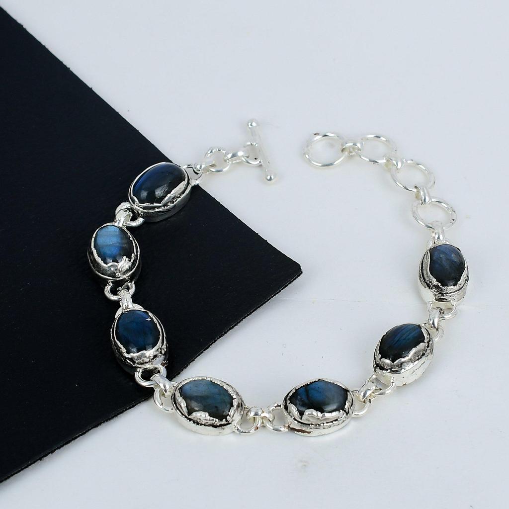 Amazing Labradorite Gemstone Handmade 925 Sterling Silver Bracelet, Labradorite Bracelet For Wife , Unisex Bracelet Birthday Gift