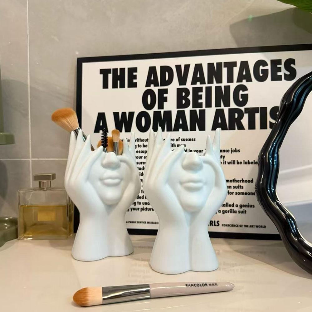 1PC Creative Human Body Art Makeup Brush Holder Modern Abstract Art Bust Flower Vase Pot For Home Vanity Desktop Decor Organizer