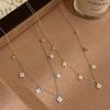 Colier trifoi cu patru frunze din argint sterling S925 cu flori stelare și accente de diamant - Lanț elegant pentru claviculă cu design înalt