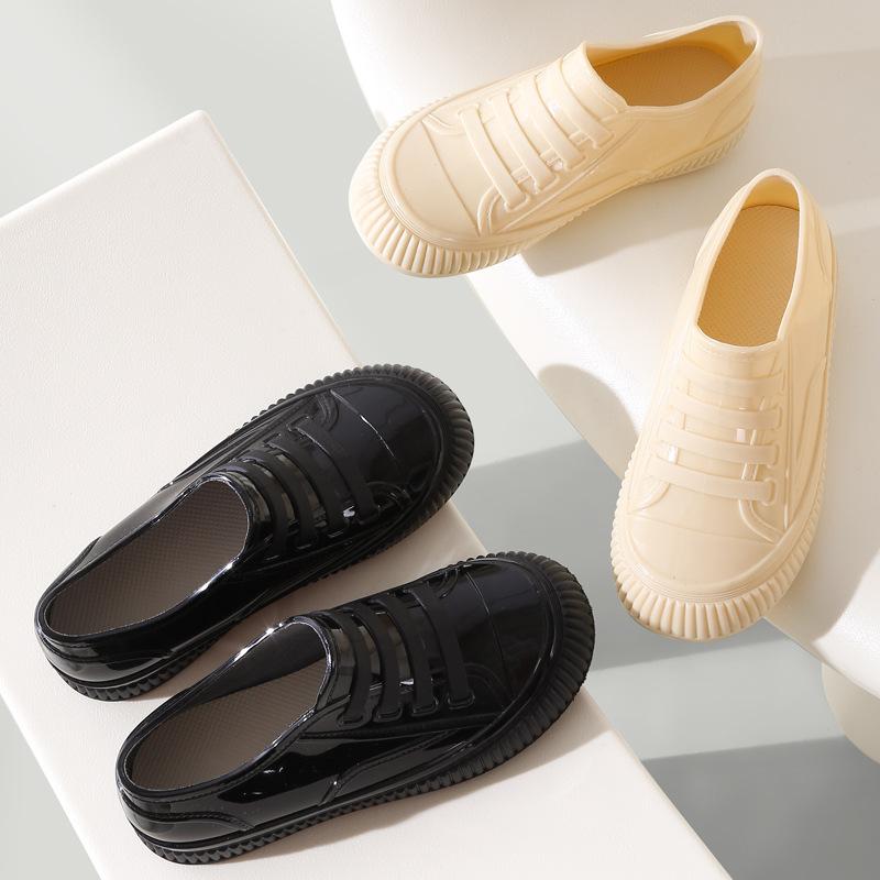 Rain shoes women's fashion outer wear anti-adult soft sole wear-resistant not tired feet shallow mouth shoes thickened new shoes