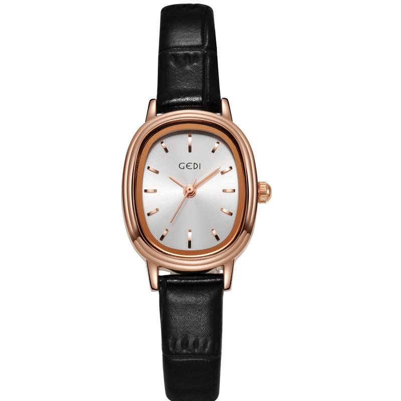 Retro Simple Oval Student Watch Niche Premium Waterproof Women'S Watch Genuine Leather Quartz Women'S Watch