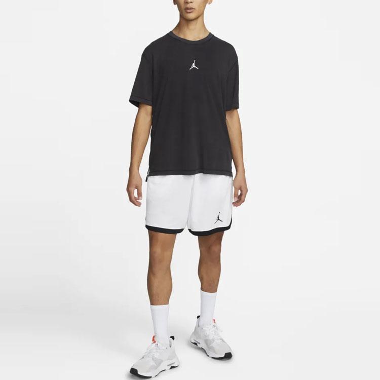 Jordan Logo Print Pullover Crew Neck American Vintage Short Sleeve Drop Shoulder T-Shirt Men T-Shirts Black DH8922-010
