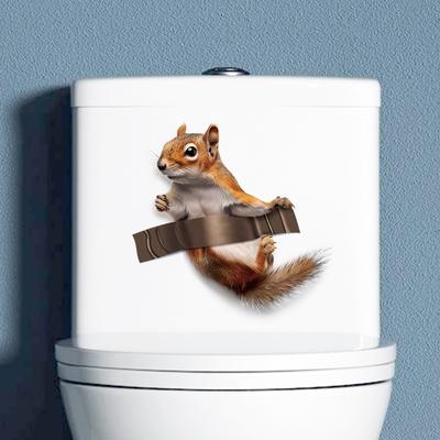 Αυτοκόλλητο τοίχου Squirrel Πλακάκι μπάνιου τουαλέτας Δεξαμενή νερού Καπάκι τουαλέτας Αυτοκόλλητα Ανακαινισμένη διακόσμηση Αυτοκόλλητο αυτοκόλλητο