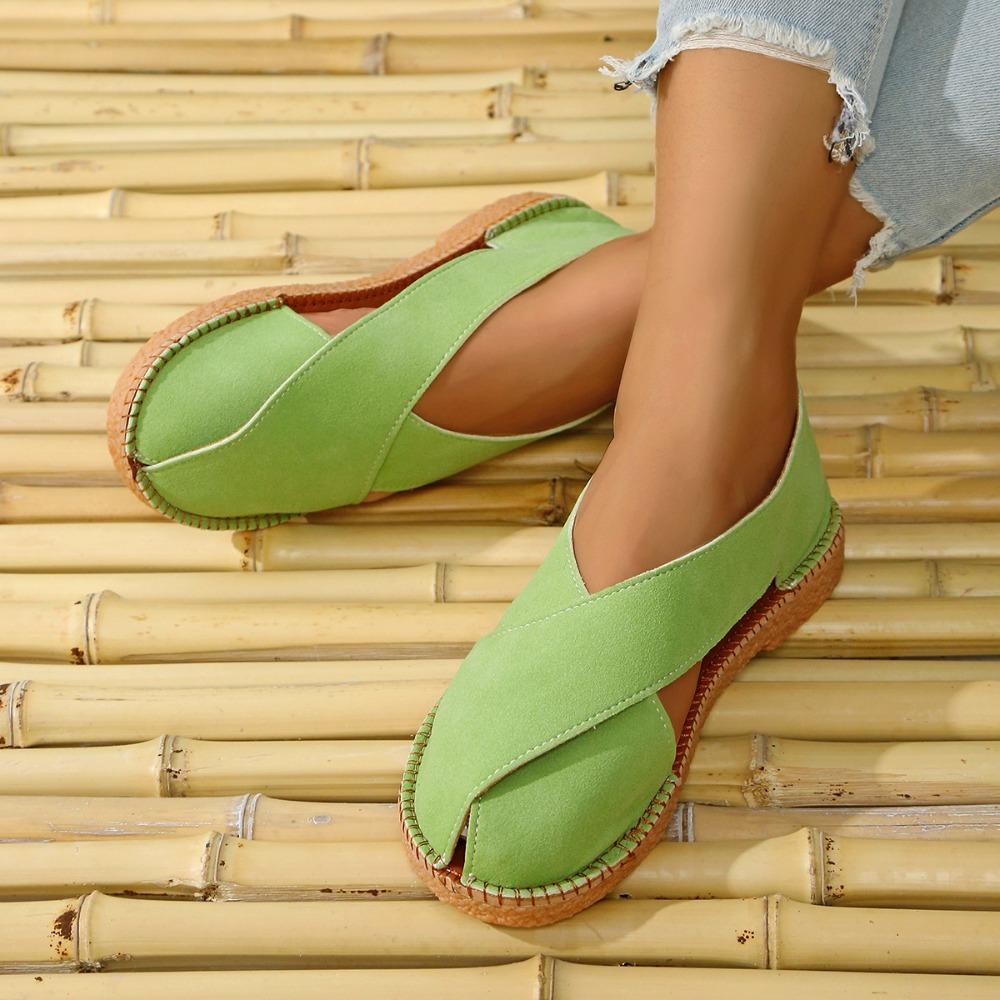 Fashion Women Summer Flat Hollow Sandals French Retro Open Toe Slide Sandals