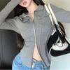 American Gray High-end Spring and Autumn Coat for Women with Slim Design and Slim Cardigan for Hot Girl Pure Desire Short Top