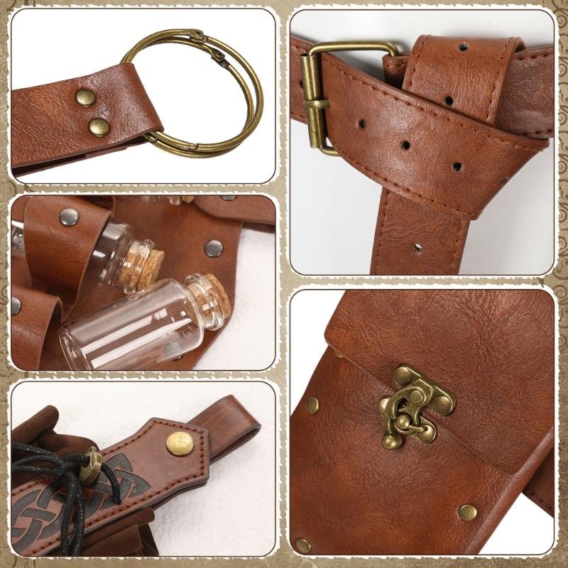Stylish PU Leather Roleplay Belt With Decorative Alchemies Bottle Halloween Costume Accessory For Cosplay Enthusiasts