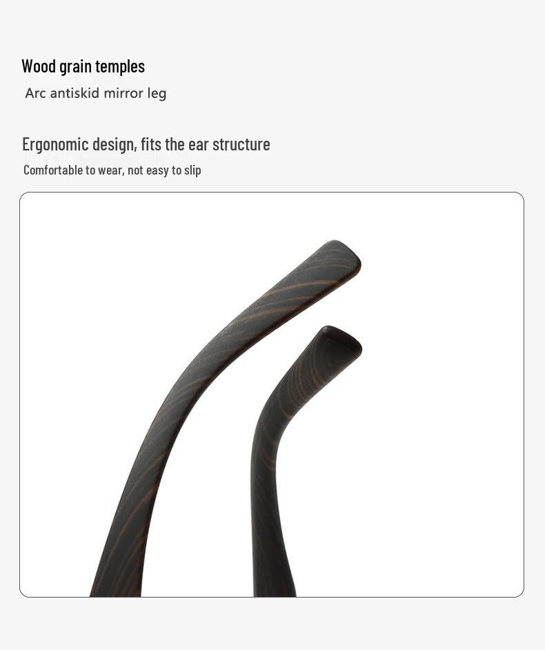 Men's Polarized Driving Sunglasses with TR Frame & Wood Grain Arms, Ideal for Larger Faces