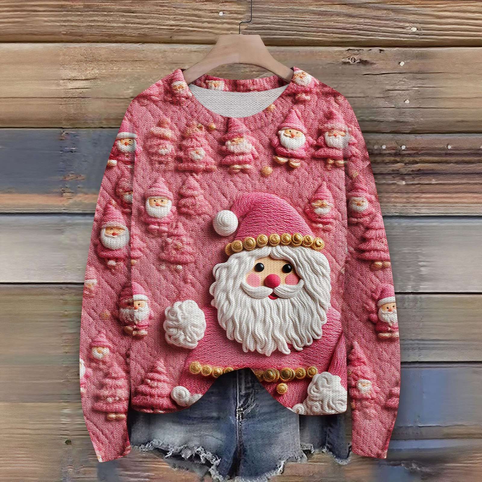 

Женский рождественский свитер Милый забавный рождественский свитер Осень и зима Свитер с длинным рукавом вязаный S