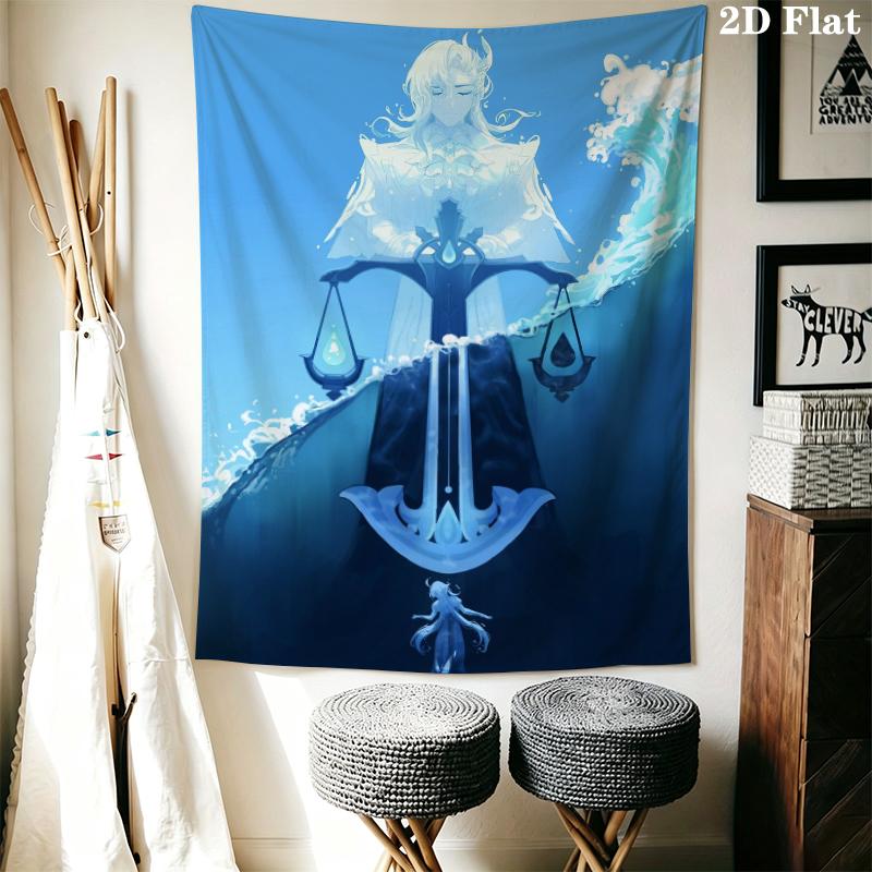 Genshin Impact Wall Tapestry Aesthetic Wall Hanging Printed Fabric Blanket Decorative Tapestries for Bedroom Living Room Home Decor