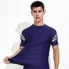 Herren Badeshorts Wassersport Oberteil O-Ausschnitt Kurzarm Slim Fit Elastisch Atmungsaktiv Schnelltrocknend Gestreift Knielange Hose Surfen Waten Sport