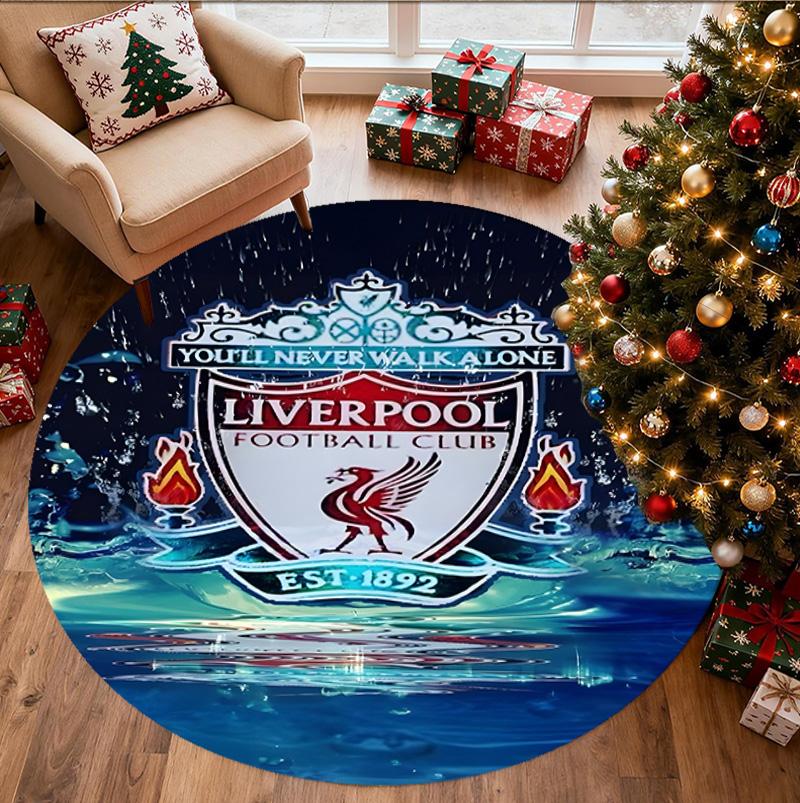 Liverpool F.C Pattern Round Rug, Indoor/Outdoor Mat, for Picnic, Gameroom, Bedroom, Office, Living Room, Home Decor Carpet, Birthday Gift