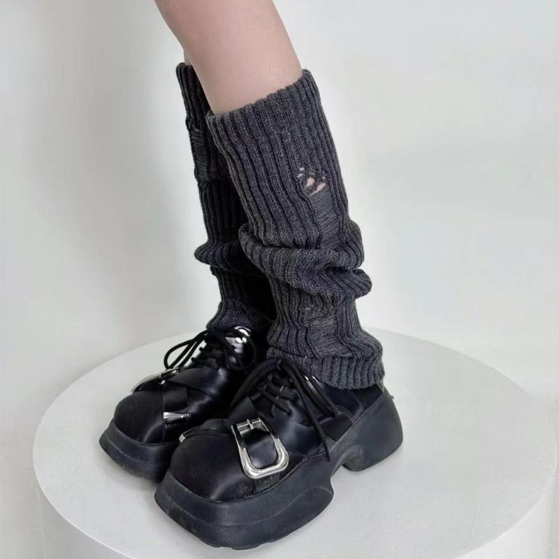 Knit Winter Warm Leg Warmers Long Socks Boot Cuffs Knit Leggings Stockings Hollow Out Knee Warmers Sleeve