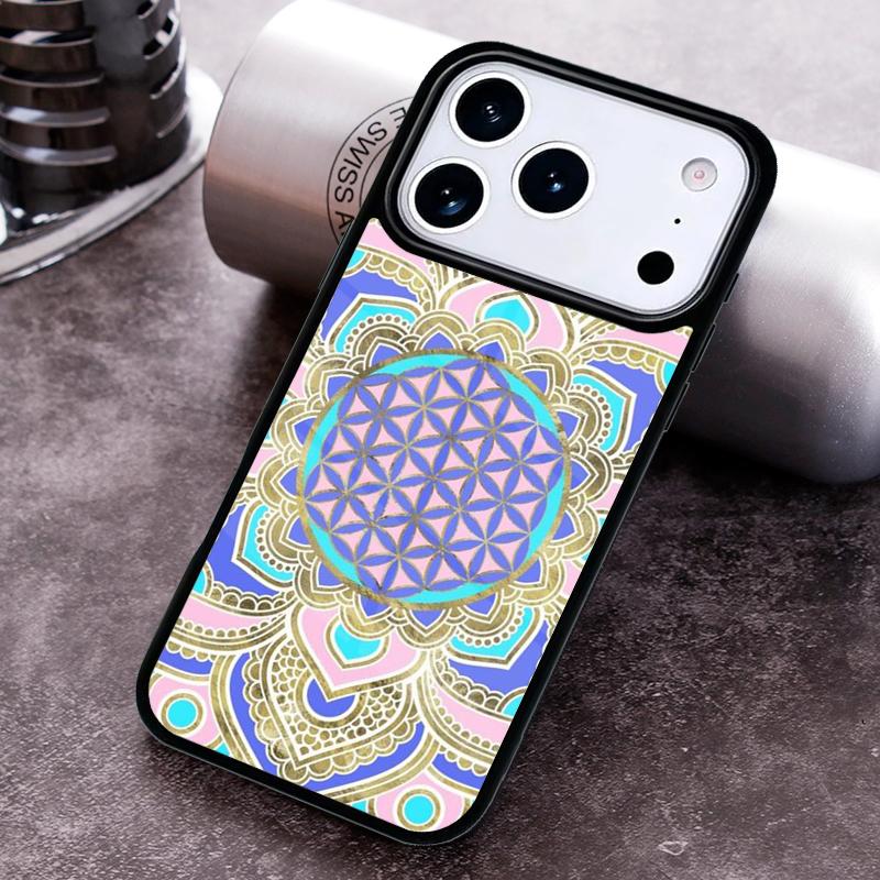 Flower Of Life In Lotus Pastel Golds Phone Case for iPhone 17 16 15 Pro Max Air 14 13 12 11 Plus Shockproof Cover