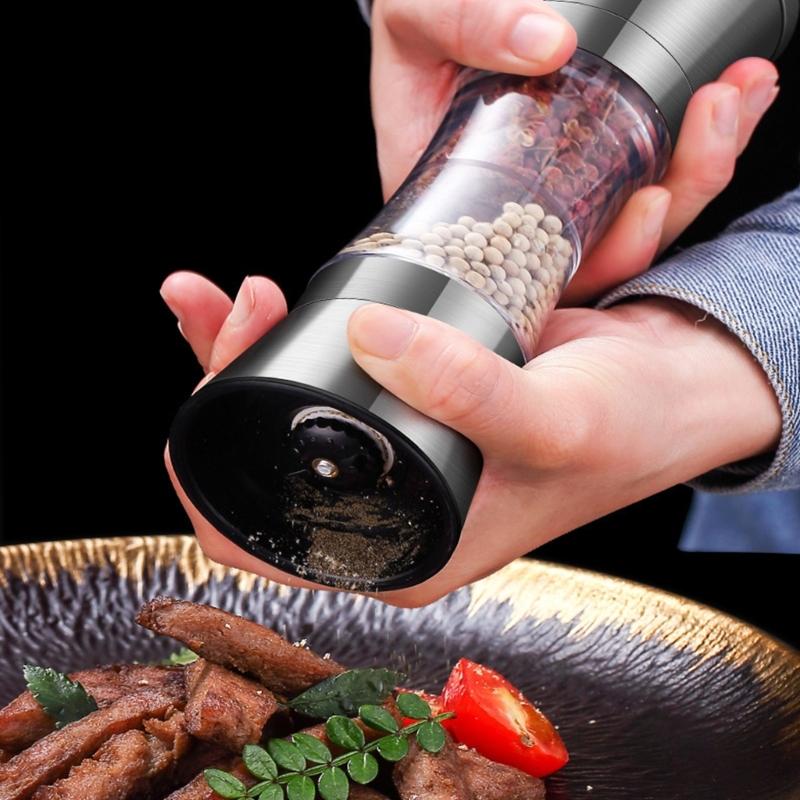 Double Head Manual Mill Seasoning Grinder Kitchen Gadget For Freshing Ground Pepper Salt And Spices At Dining Table