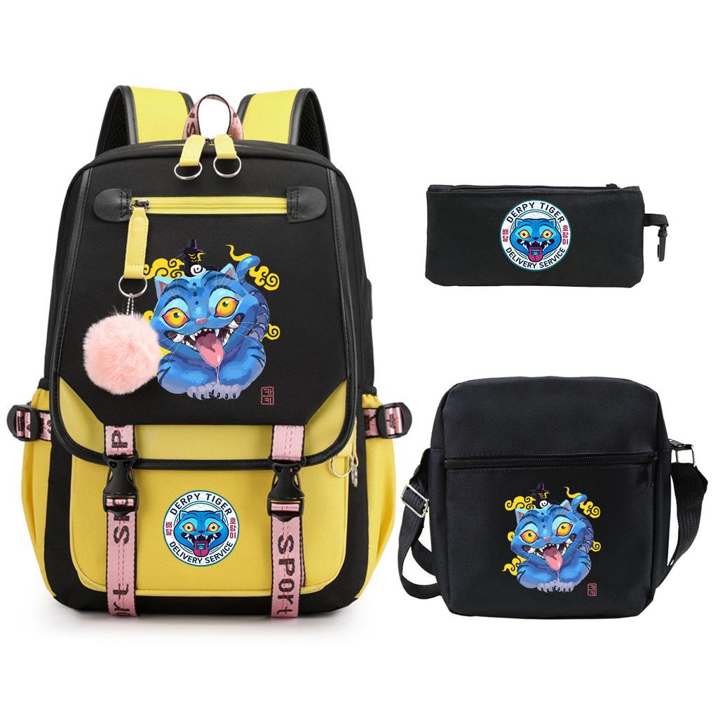 Witch Hunters Cartoon Peripheral Printing Children's Backpack Cross-border New Student School Bag Three-piece Shoulder Bag Pencil Bag