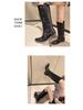 American Retro Rivet Knight Boots - Black Punk Over-the-Knee for Petite Women