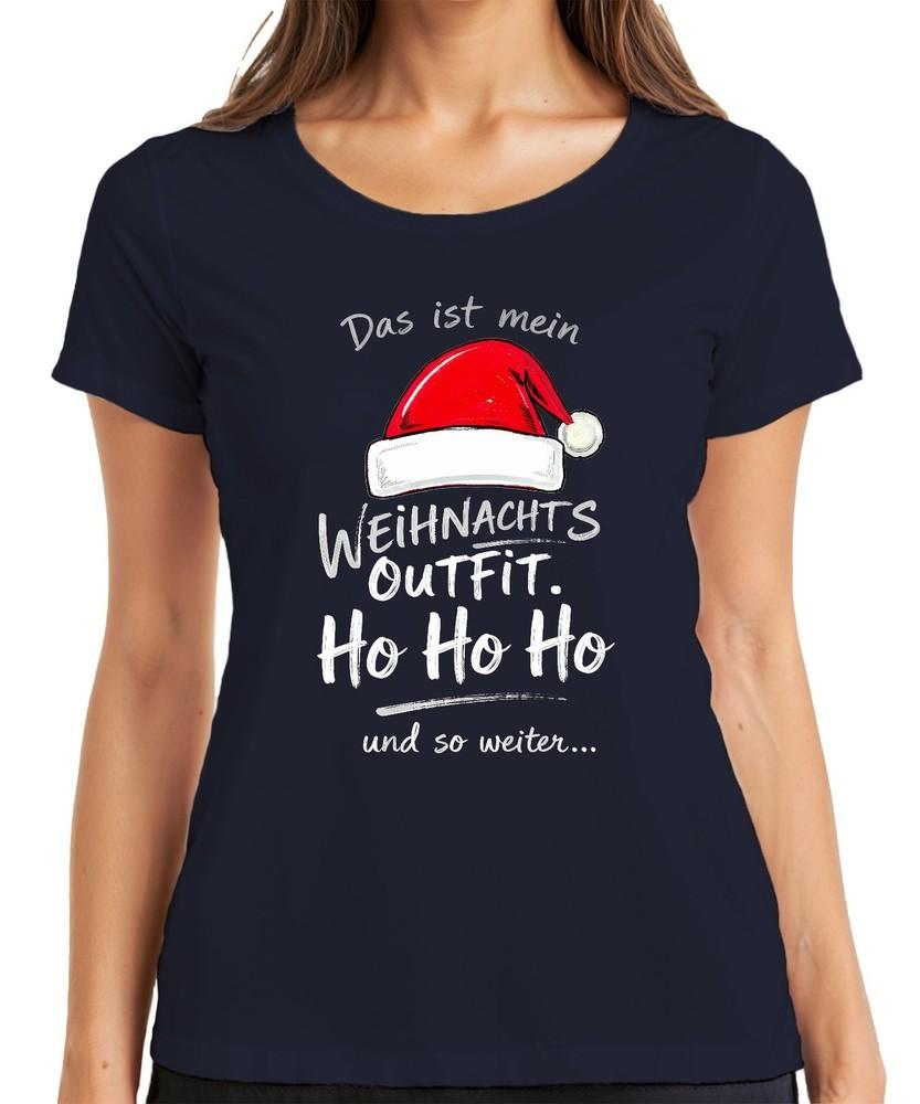 This Is My Christmas Outfit Ho Ho Ho Santa Hat Santa Claus Ladies TShirt S