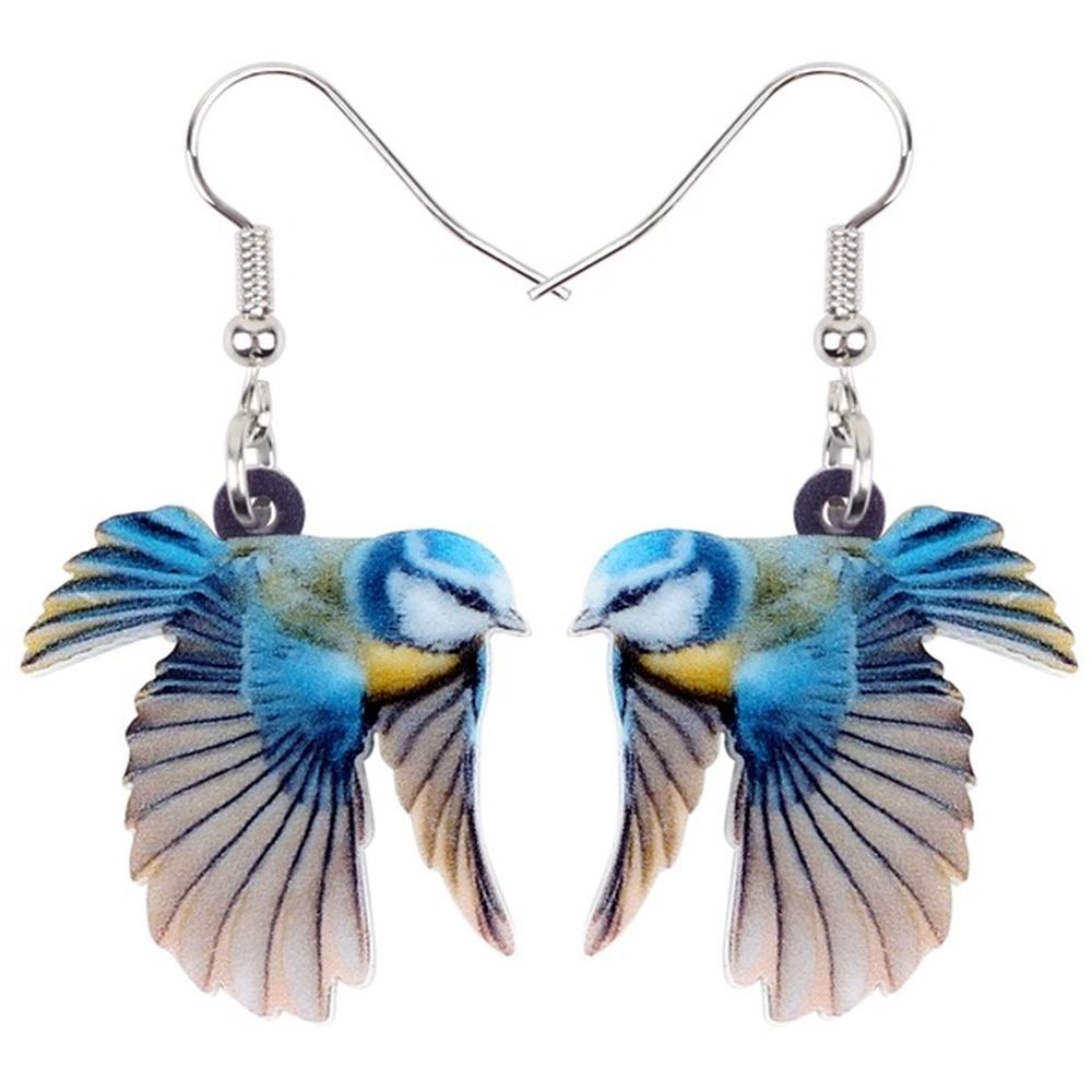 USA Stock Acrylic Flying Violet Sabrewing Hummingbird Bird Earrings Big Long Dangle Drop Fashion Animal Jewelry for Women Girls Kid Nada