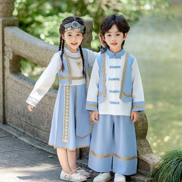 Autumn Miao Ethnic Costume for Boys & Girls Tang Suit Hanfu Dress