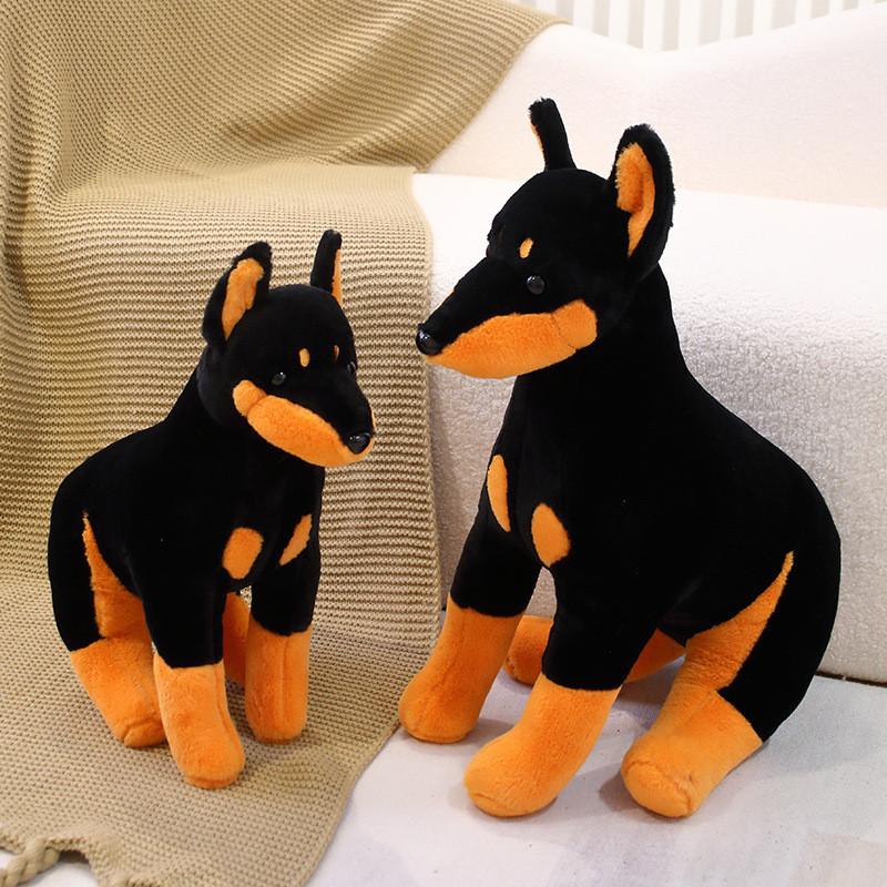 Dog Dobermann Sitting Plush Toy Animal Stuffed Doll Home Decoration Gift Kids