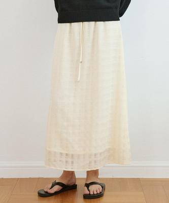 Banwonateullie P3298 Maxi Check Skirt_Cream