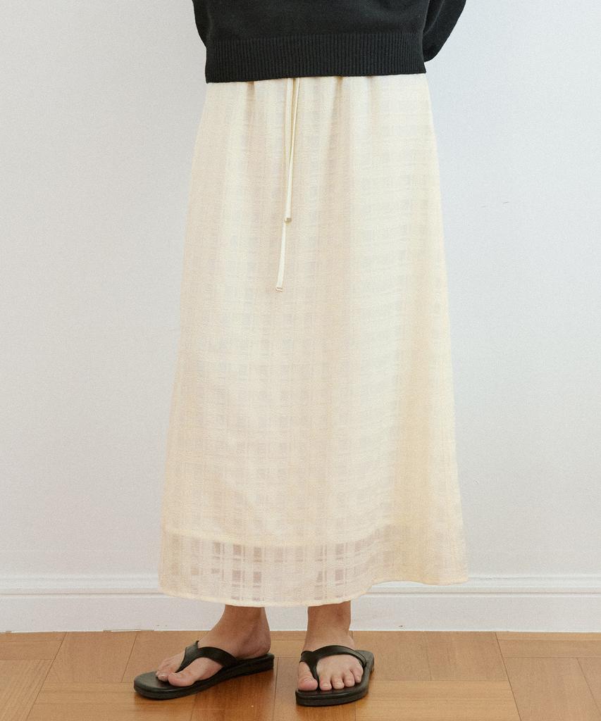 Banwonateullie P3298 Maxi Check Skirt_Cream