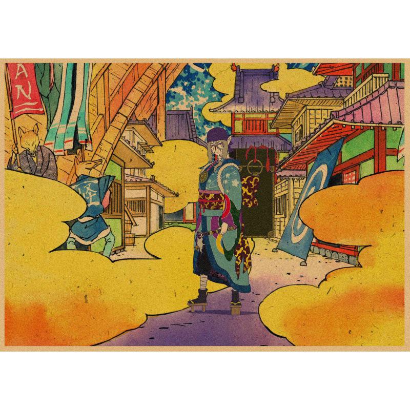 Retro Ukiyo-e Sea Monster Cat Anime Poster