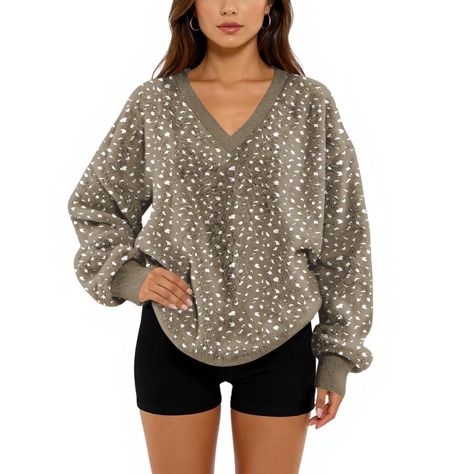 

Женский свитшот с V-образным вырезом, плюшевый, однотонный, повседневный, модный, с длинным рукавом, с карманами, пуловер XXL хаки