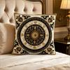 Luxury European Style Pillow Cover Black Gold Baroque Medallion Print Soft Throw Pillow Case For Vintage Royal Home Decor Gift