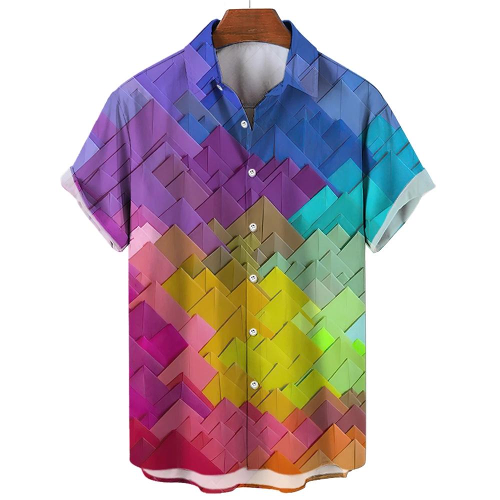 Hawaiian Men's Shirts Happy Pride Month Rainbow Design Summer Trends Casual Streetwear Men's Clothing Men's Short Sleeve Shirts