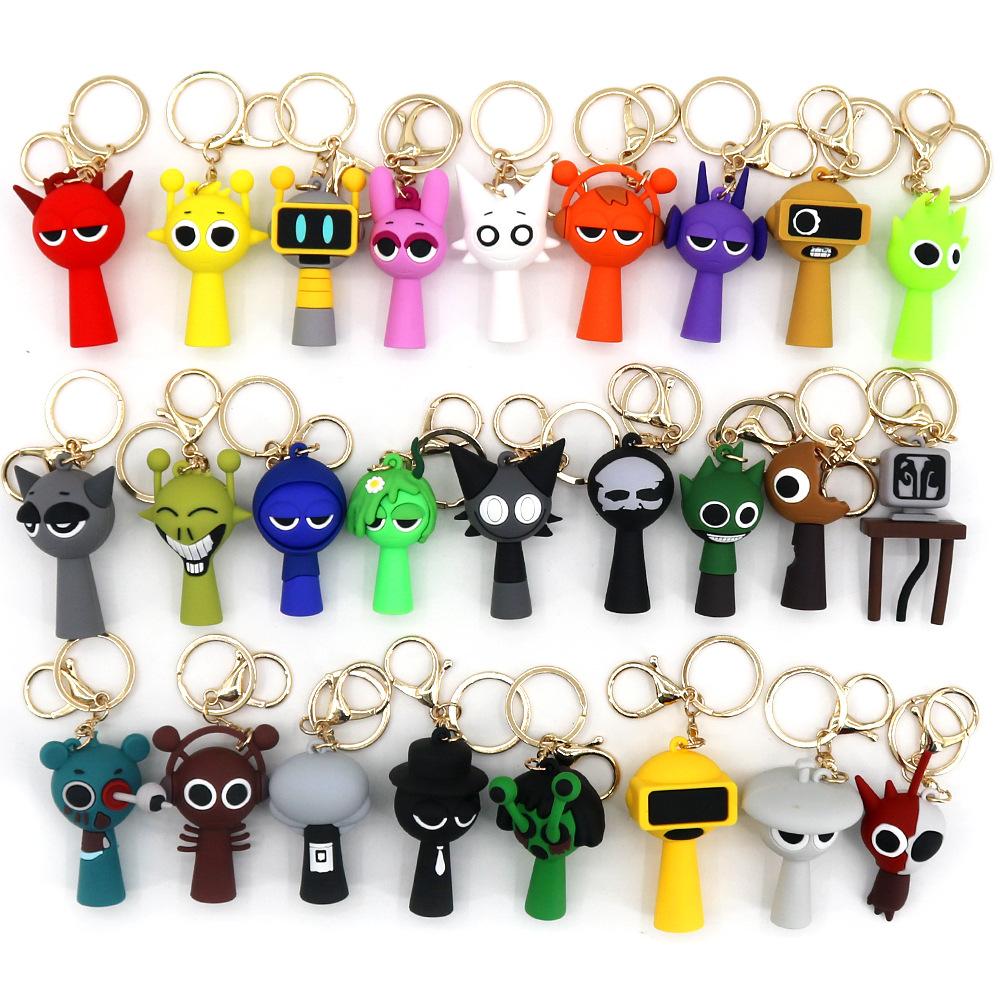 Cartoon Sprunki Keychain Cute Sprunki Oren Raddy Gray Brud Vineria For Men Women Car Bag Pendant Keyring Jewelry Fans Gifts